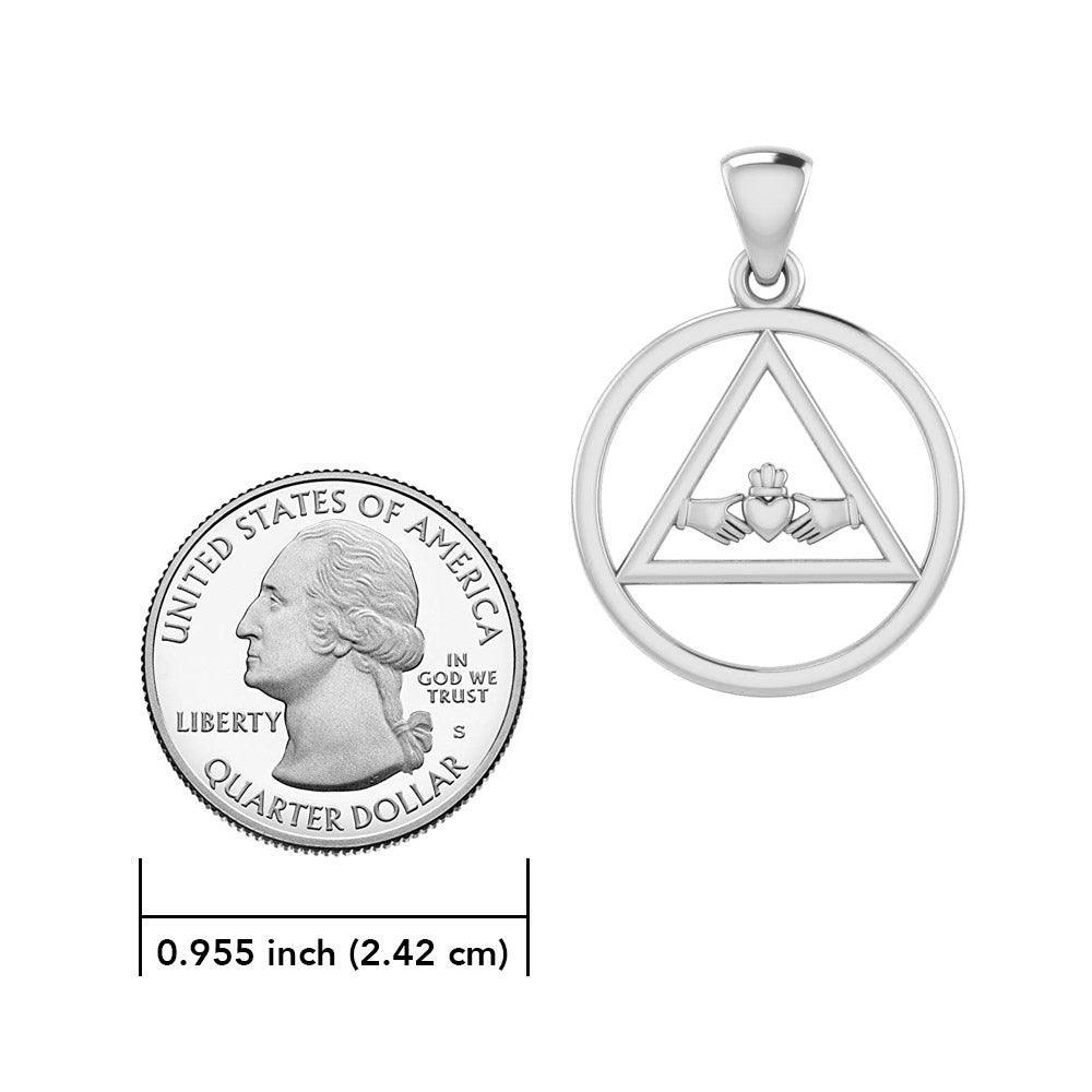 Claddagh AA Recovery Symbol Silver Pendant TPD386 - peterstone.dropshipping