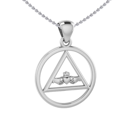 Claddagh AA Recovery Symbol Sterling Silver Pendant TPD386