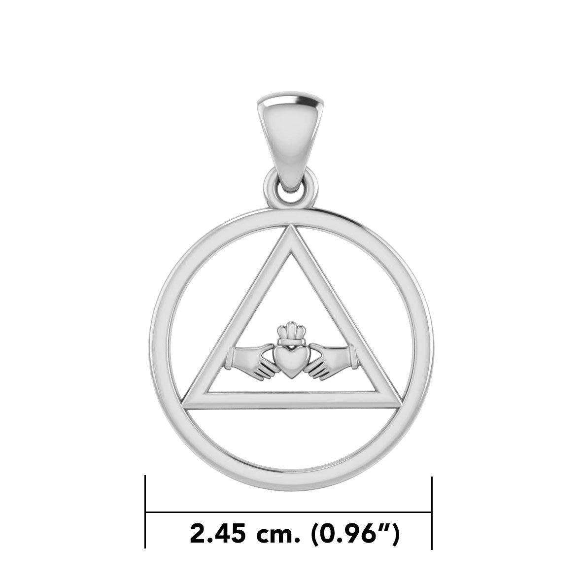 Claddagh AA Recovery Symbol Silver Pendant TPD386 - peterstone.dropshipping