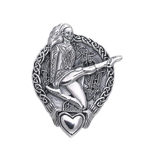 Celtic Knotwork and Claddagh Irish Dancer Silver Pendant TPD392