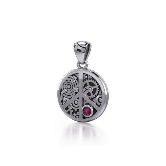 Keep an eye on the powerful steampunk ~ Sterling Silver Pendant with a Gemstone TPD3926