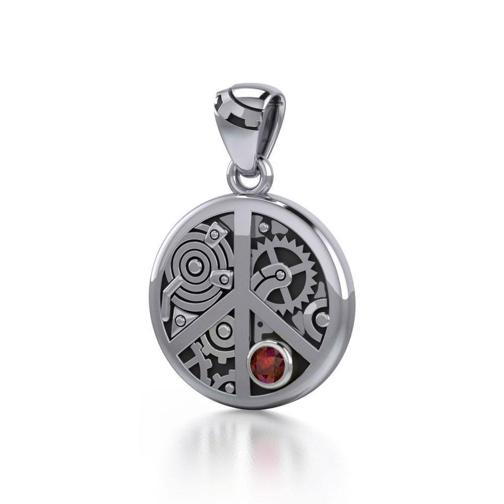Keep an eye on the powerful steampunk ~ Sterling Silver Pendant with a Gemstone TPD3926