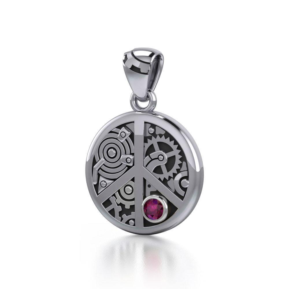 Keep an eye on the powerful steampunk ~ Sterling Silver Pendant with a Gemstone TPD3926