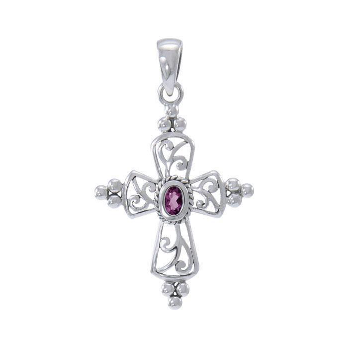 Victorian Cross Gemstone Pendant TPD3956