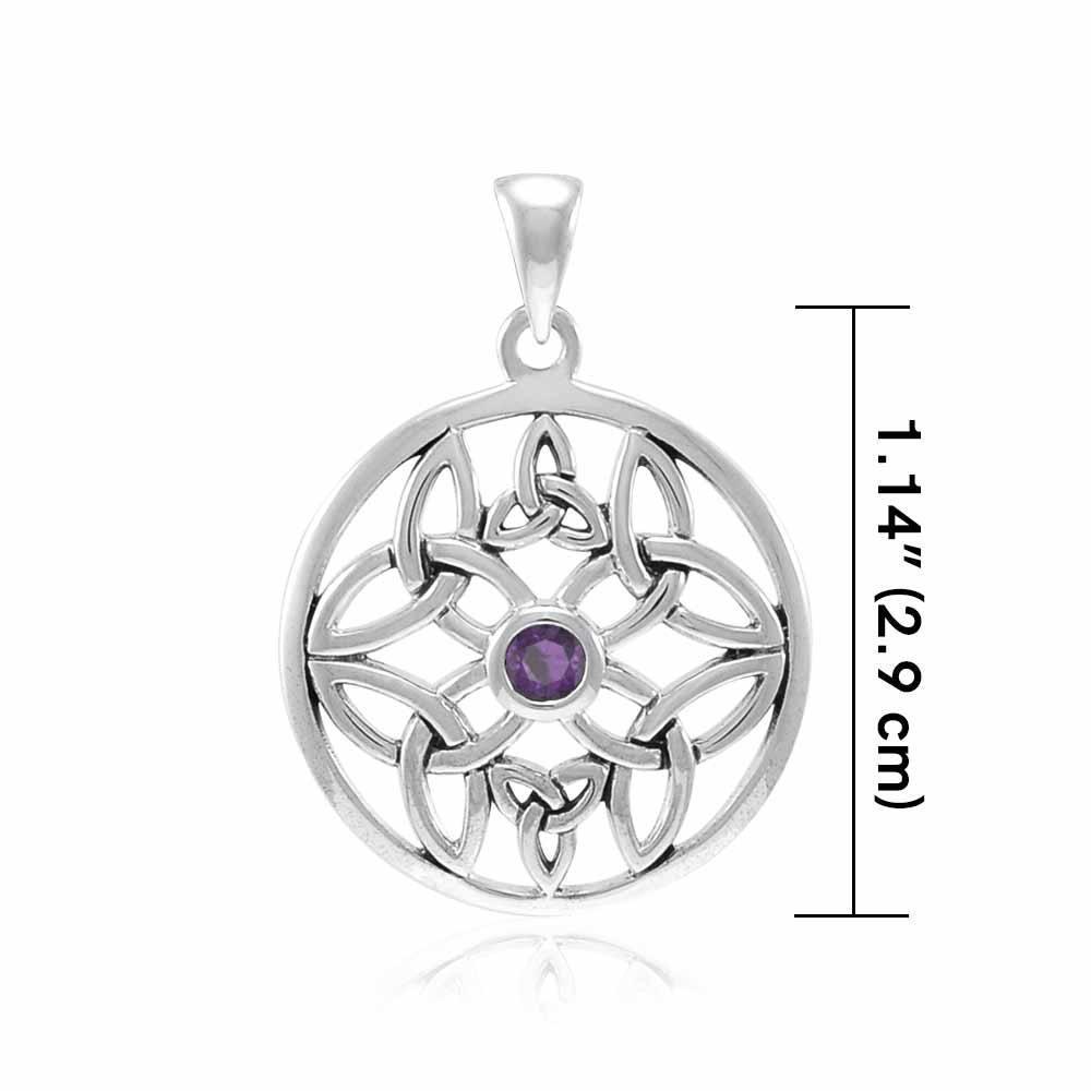 Celtic Trinity Knot Silver Pendant with Gemstone TPD3975