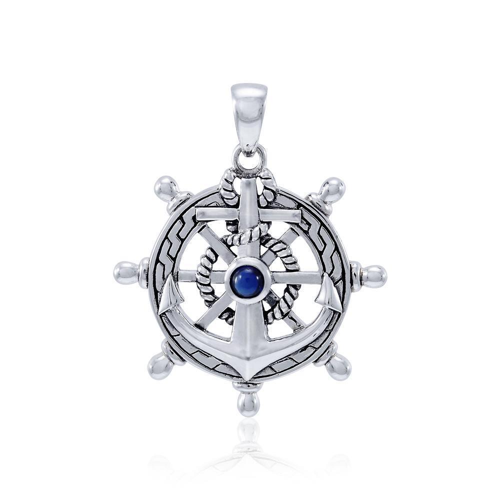 Anchor with Gemstone Sterling Silver Pendant TPD4050