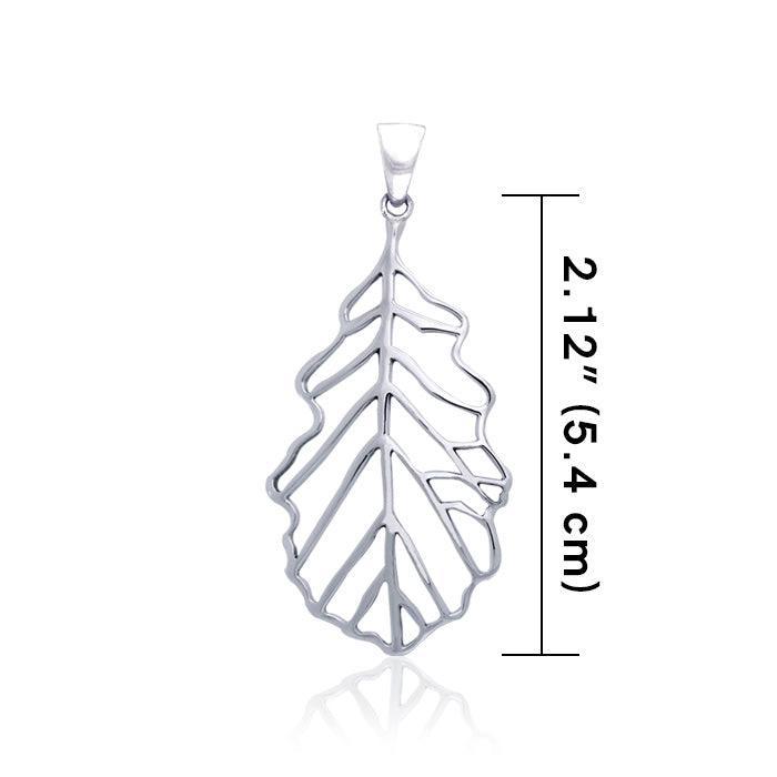 Oak Leaf Outline Silver Pendant TPD4096
