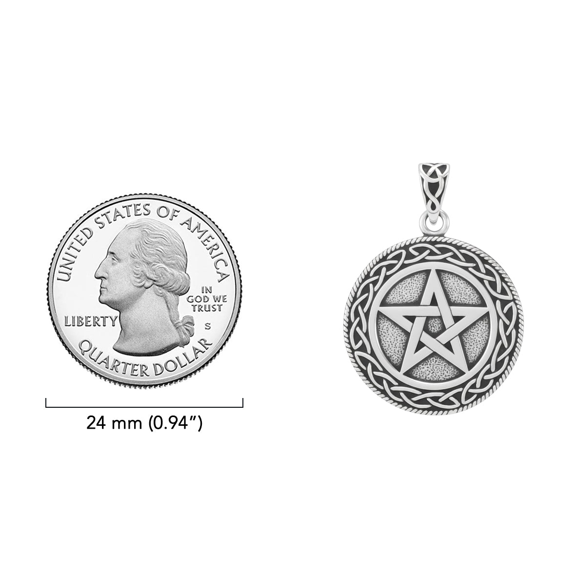 Pentacle & Celtic Sterling Silver Pendant TPD4128