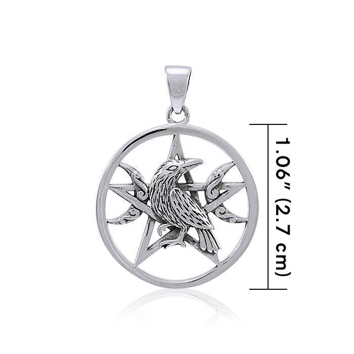 Raven on The Pentacle Sterling Silver Pendant TPD4221