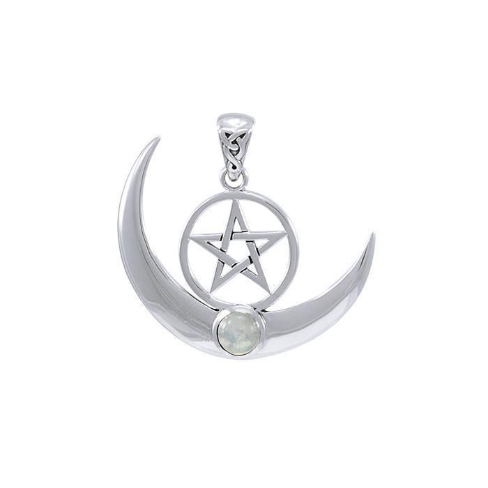 Pentagram on Crescent Moon Pendant TPD4230