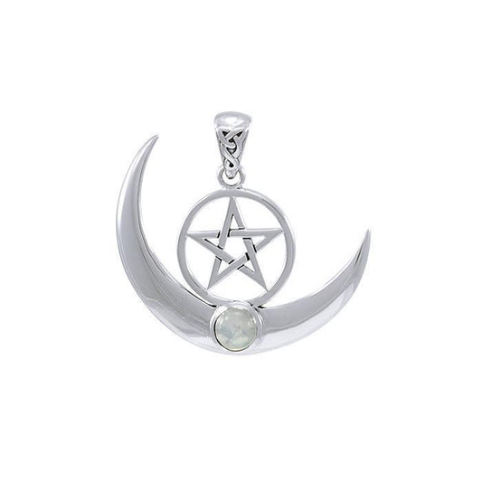 Pentagram on Crescent Moon Pendant TPD4230