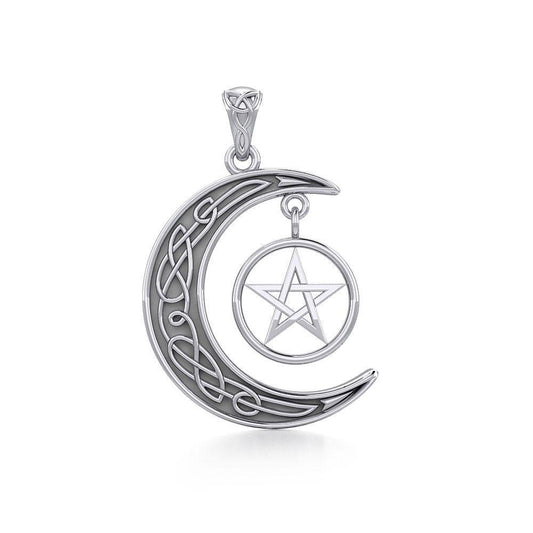 Pentagram on Crescent Moon Pendant TPD4231