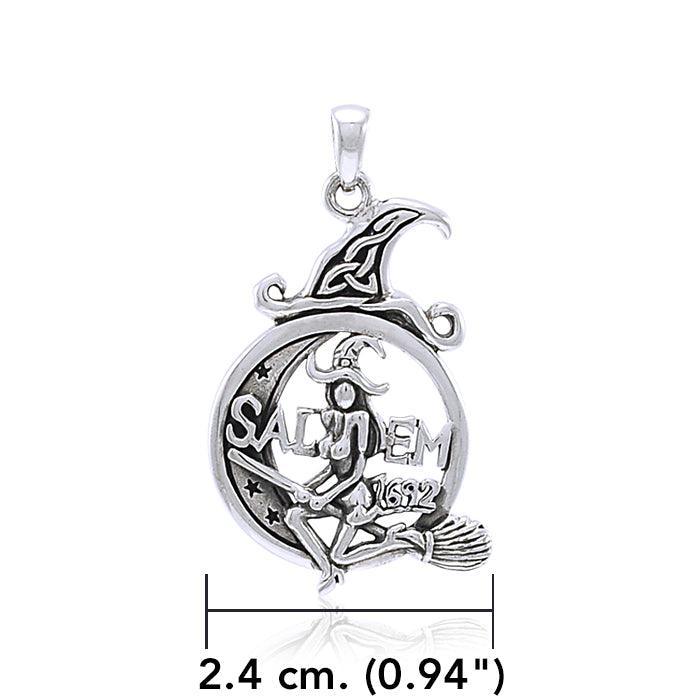 Salem Witch Resting on the Crescent Moon ~ Sterling Silver Pendant Jewelry TPD4241 - peterstone.dropshipping