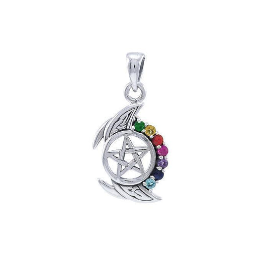 Gemstone Crescent Moon with Pentagram TPD4256