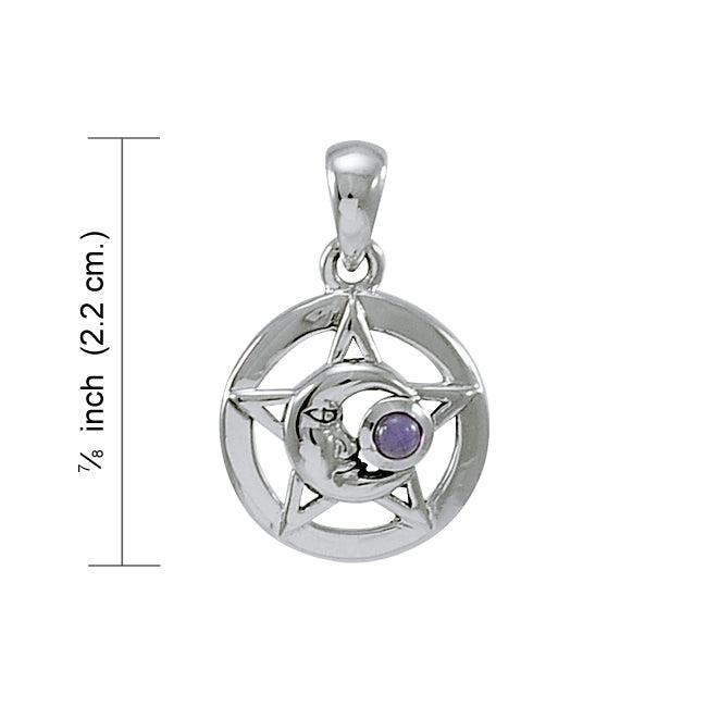 The Star with Double Crecesnt Moon Sterling Silver Pendant TPD4269