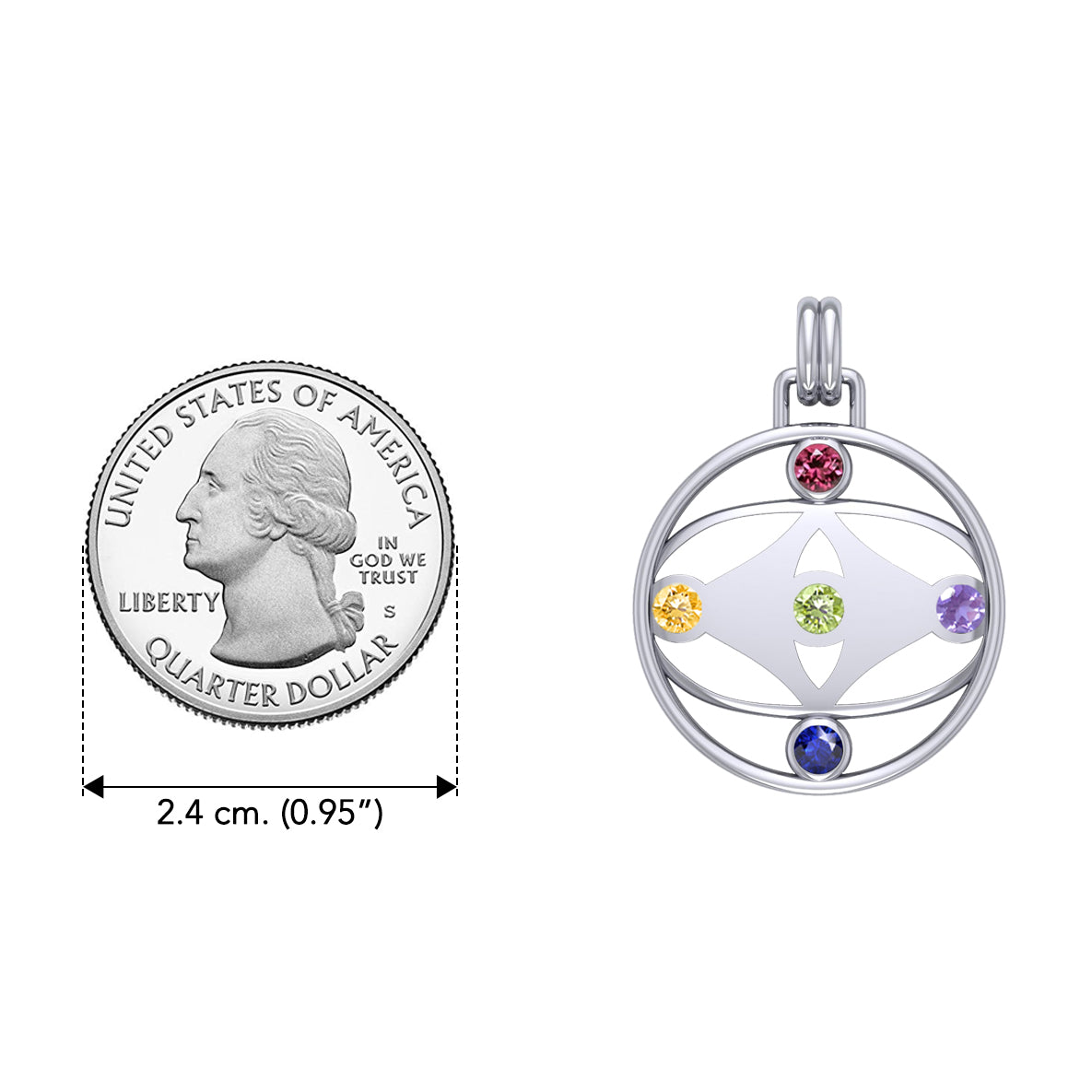 Contemporary Mandala Flower Of Life Silver Pendant with Mix Gemstone TPD427