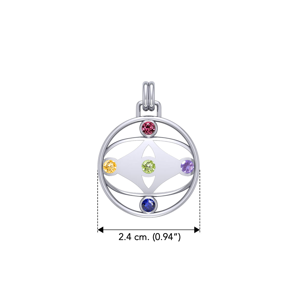 Contemporary Mandala Flower Of Life Silver Pendant with Mix Gemstone TPD427
