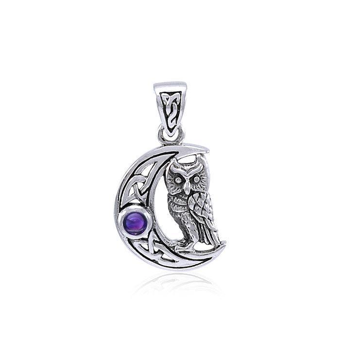 Owl with Celtic Crescent Moon Pendant TPD4288