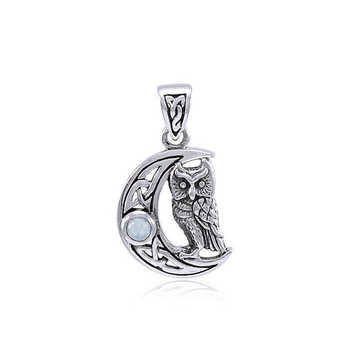 Owl with Celtic Crescent Moon Pendant TPD4288
