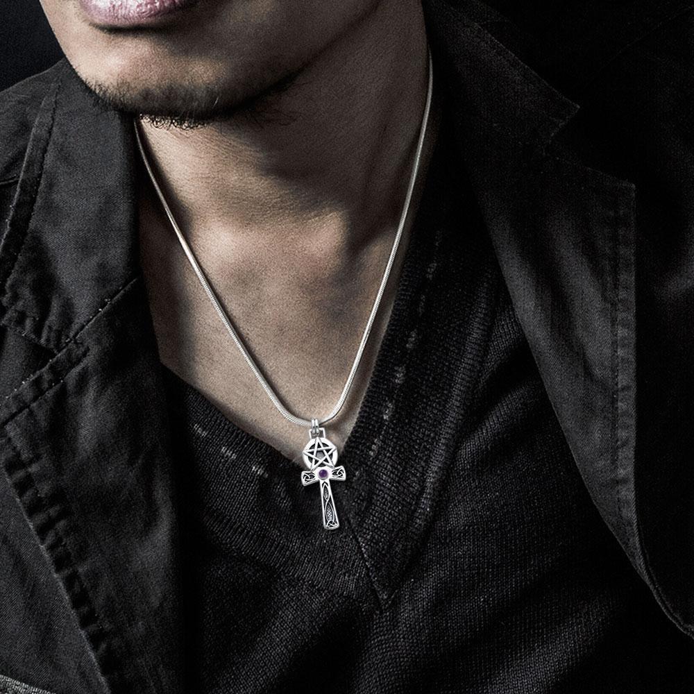 Handcrafted Silver Celtic Knot Pentagram Ankh pendant TPD430