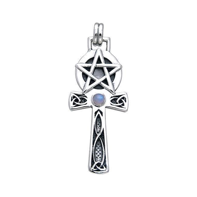 Handcrafted Silver Celtic Knot Pentagram Ankh pendant TPD430