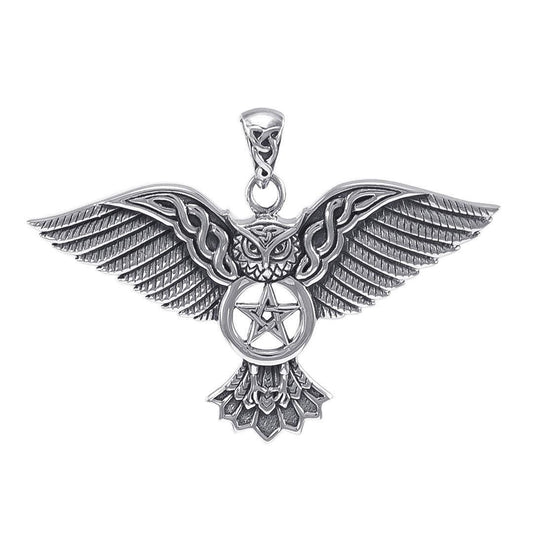 Celtic Owl with Pentacle Silver Pendant TPD4336 - peterstone.dropshipping