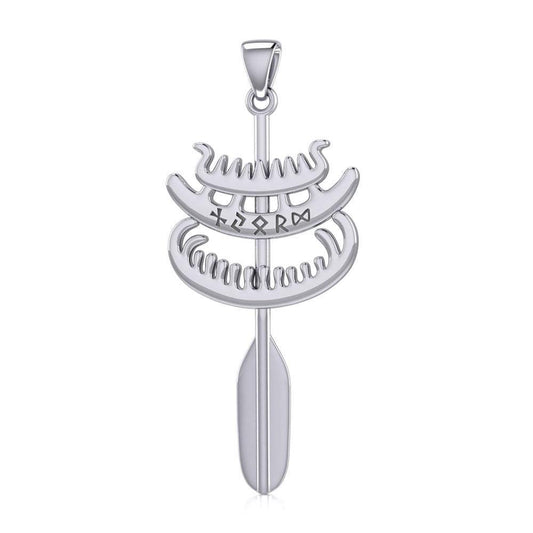 Viking Rune Njord God Silver Pendant TPD4389