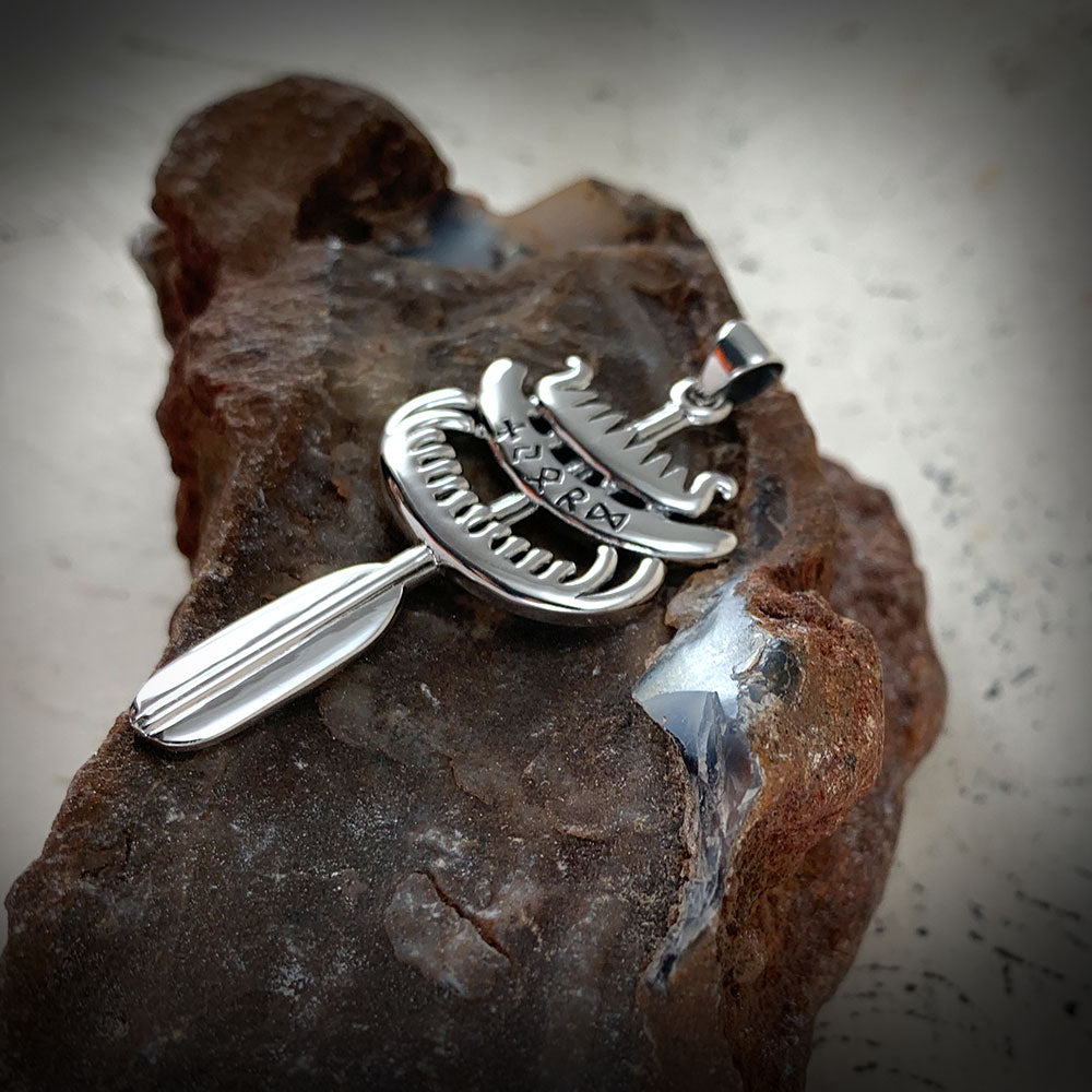 Viking Rune Njord God Sterling Silver Pendant TPD4389
