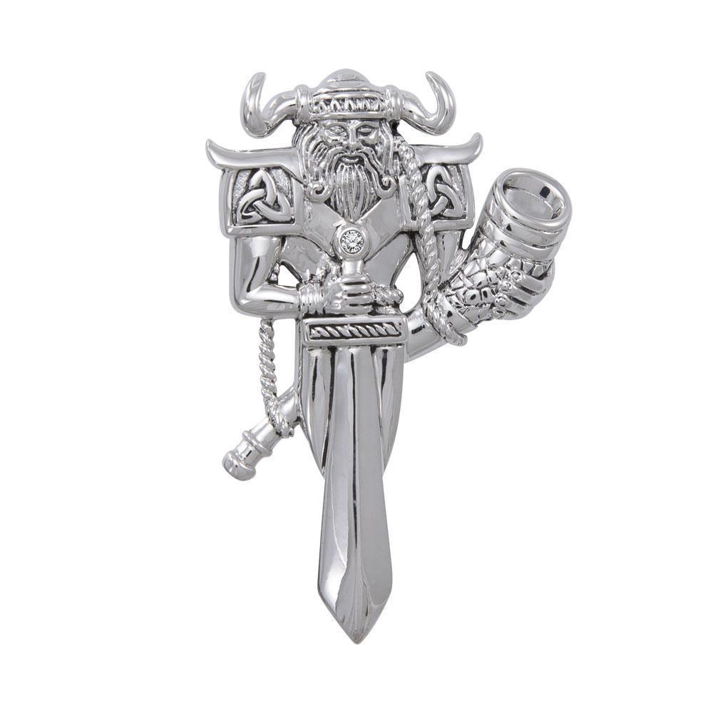 Viking God Heimdal Silver Pendant with Gemstone TPD4391