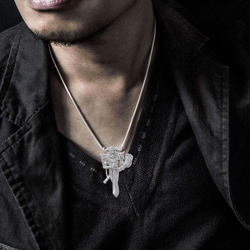 Viking God Heimdal Silver Pendant with Gemstone TPD4391