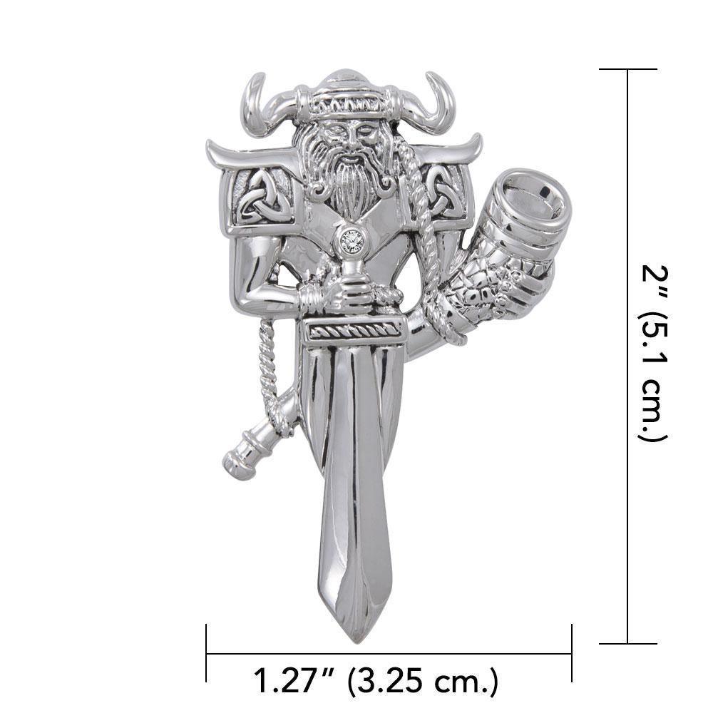 Viking God Heimdal Silver Pendant with Gemstone TPD4391