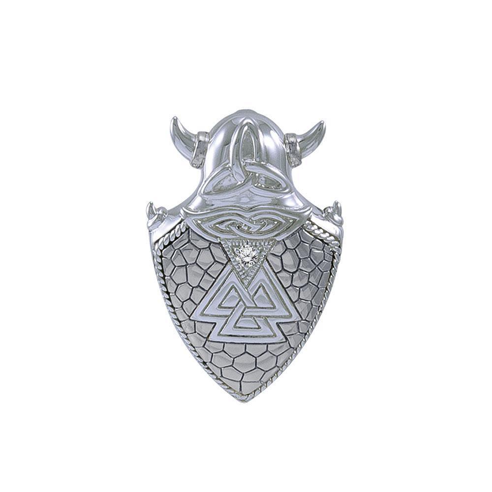 Viking Valknut Shield Silver Pendant TPD4395