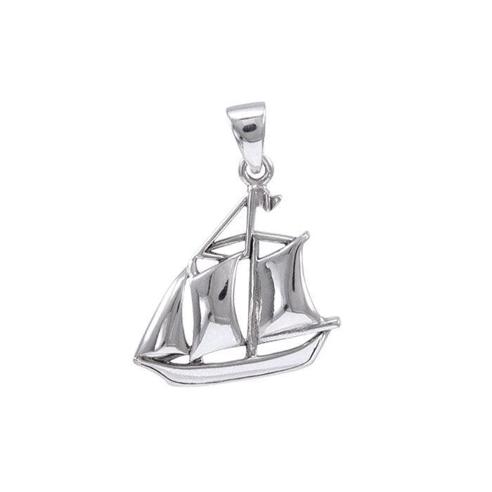 Nahant Schooner Boat Silver Pendant TPD4422 - peterstone.dropshipping