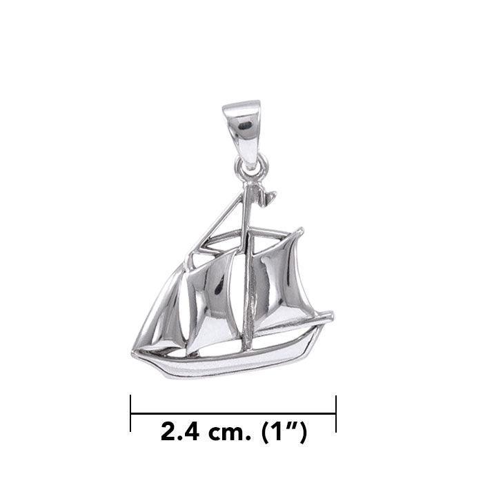 Nahant Schooner Boat Silver Pendant TPD4422 - peterstone.dropshipping