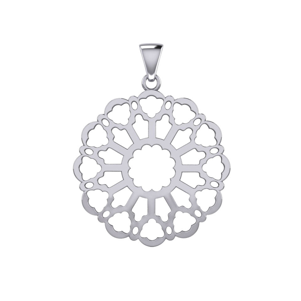 Rose Window Silver Celtic Pendant TPD447