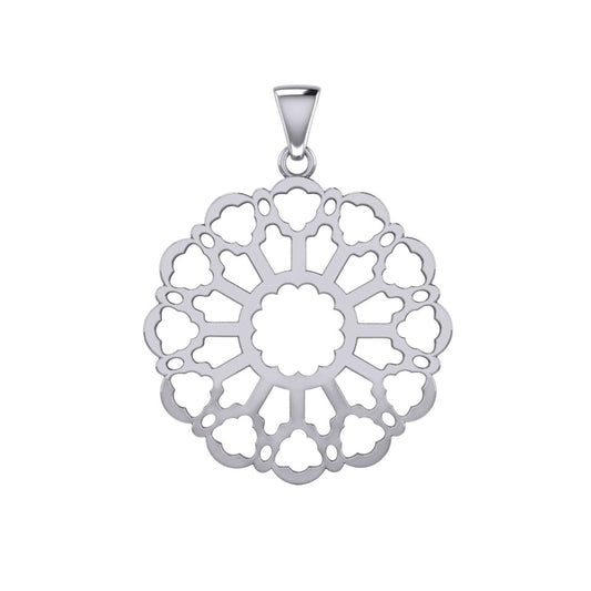 Rose Window Silver Celtic Pendant TPD447