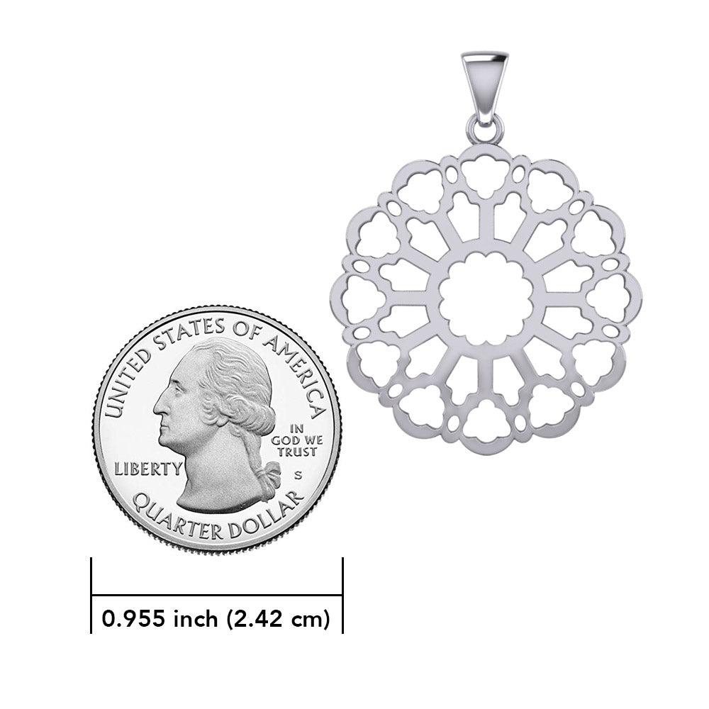 Rose Window Silver Celtic Pendant TPD447