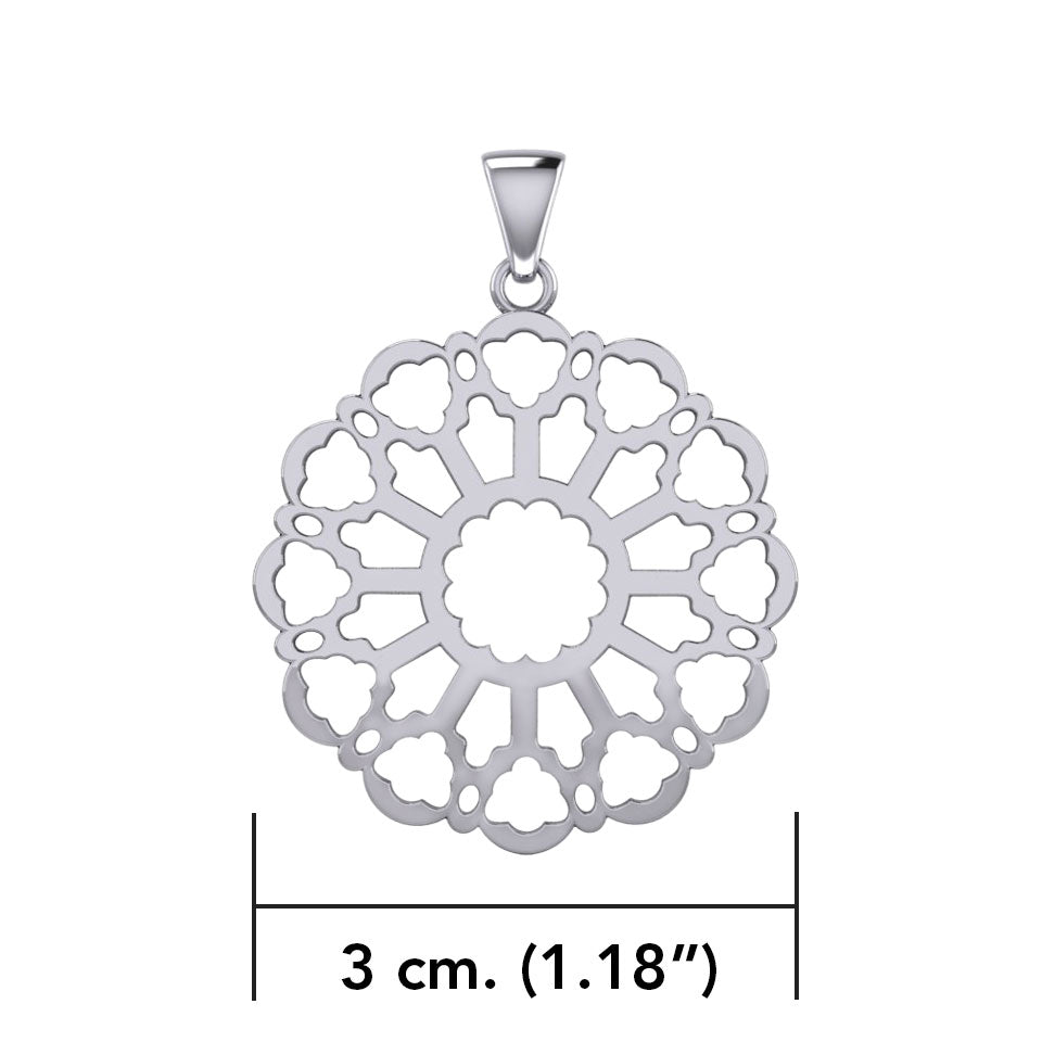 Rose Window Silver Celtic Pendant TPD447