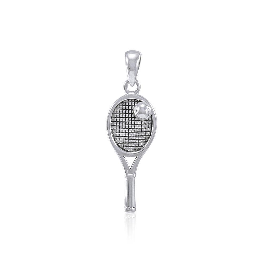 Tennis Racket with Tennis Ball Silver Pendant TPD4473