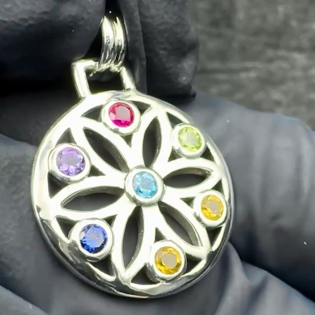 Elemental Flower of Life Sterling Silver Pendant TPD450