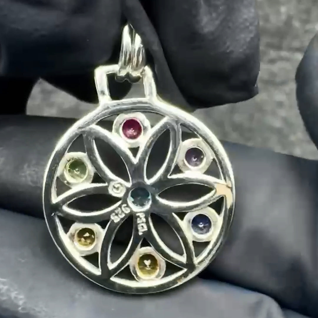 Elemental Flower of Life Sterling Silver Pendant TPD450