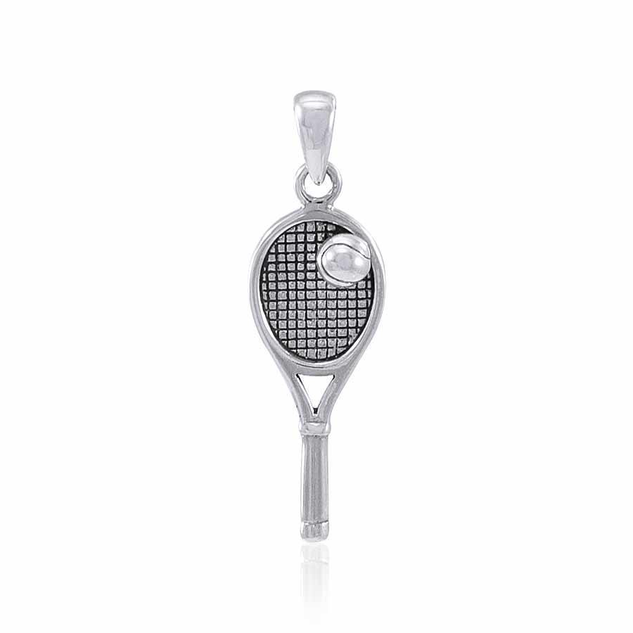 Tennis Racket with Tennis Ball Silver Pendant TPD4532