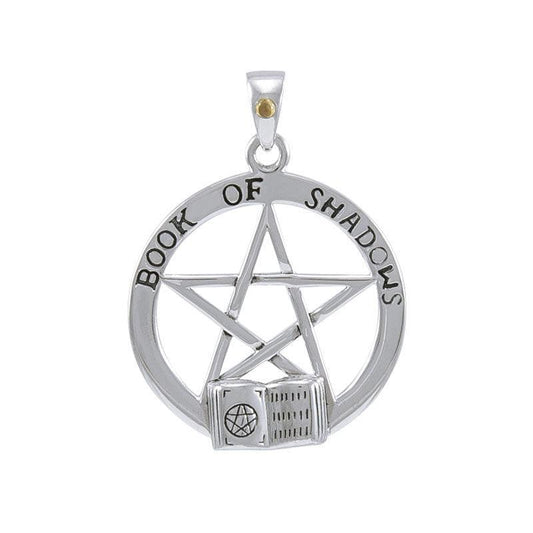 The Pentacle with Book of Shadows Silver Pendant TPD4547 - peterstone.dropshipping