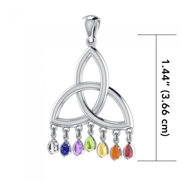 The life significance of three ~ Celtic Knotwork Triquetra Sterling Silver Pendant Jewelry with Chakra Gemstones TPD461