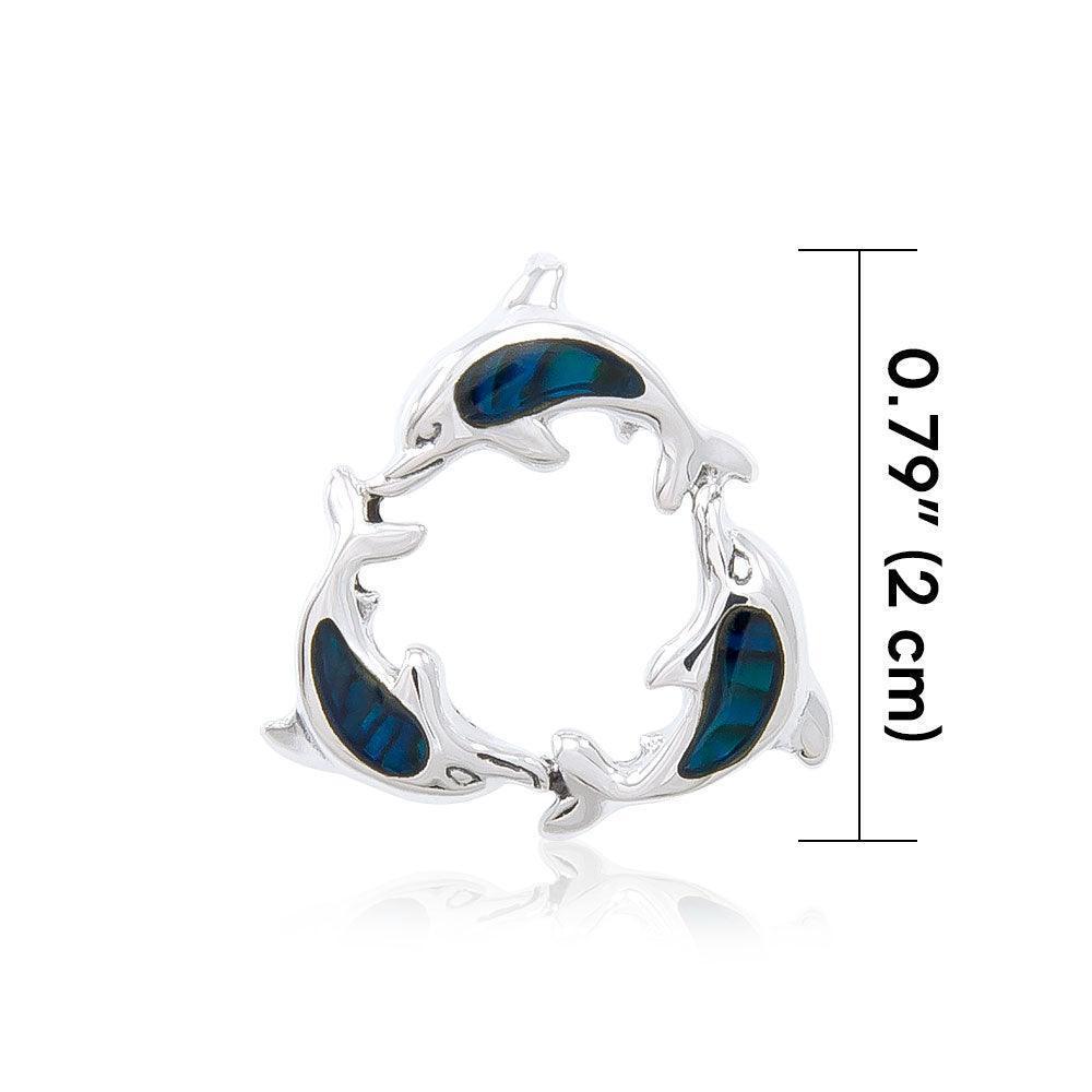 Dolphins Inlaid Shell Pendant TPD4620