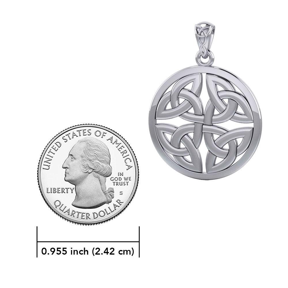 Celtic Trinity Quaternary Knot Silver Pendant TPD4637 - peterstone.dropshipping
