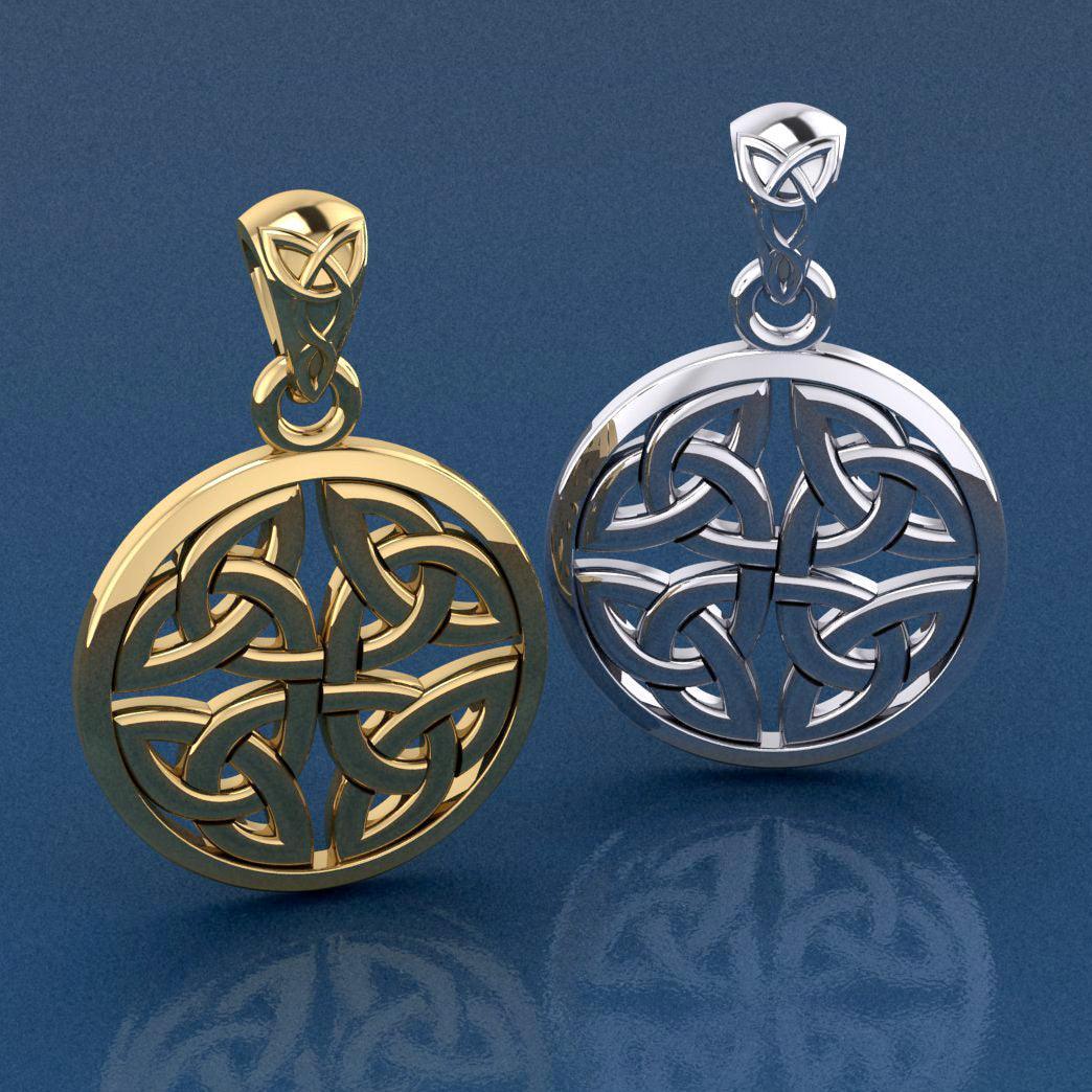 Celtic Trinity Quaternary Knot Silver Pendant TPD4637 - peterstone.dropshipping