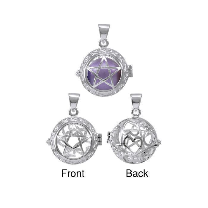 Global Harmony in the The Star ~16mm chiming harmony ball with a 25mm Sterling Silver Jewelry Pendant cage TPD4656