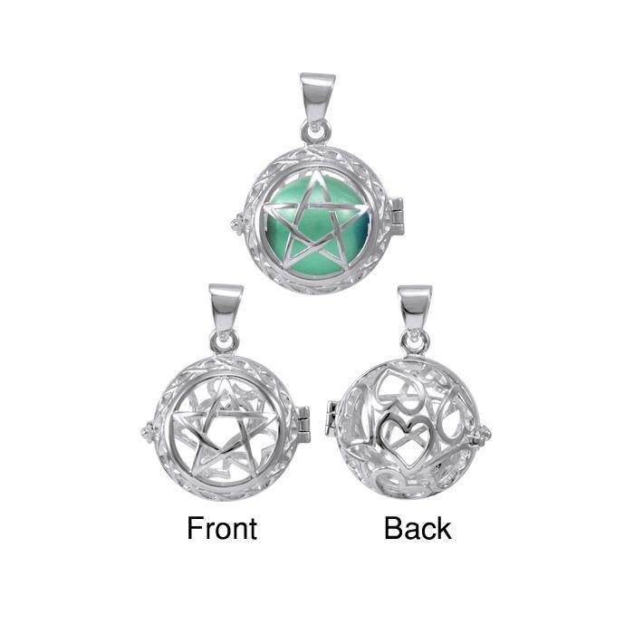 Global Harmony in the The Star ~16mm chiming harmony ball with a 25mm Sterling Silver Jewelry Pendant cage TPD4656