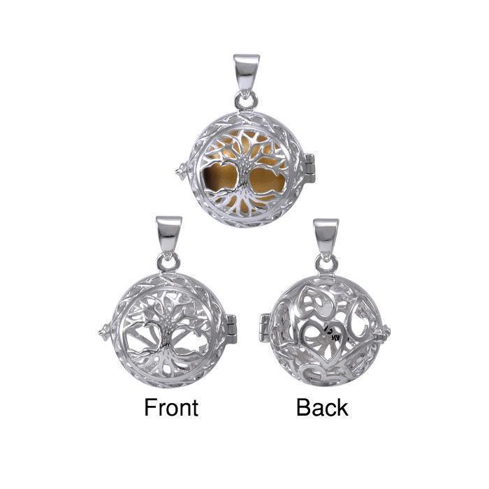 Global Harmony Wrapped in the Angel Wings ~16mm chiming harmony ball with a 25mm Sterling Silver Jewelry Pendant cage TPD4658